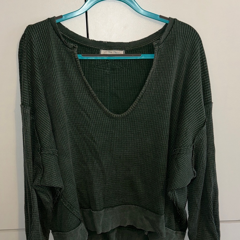 We The Free Forest Green Knit Top